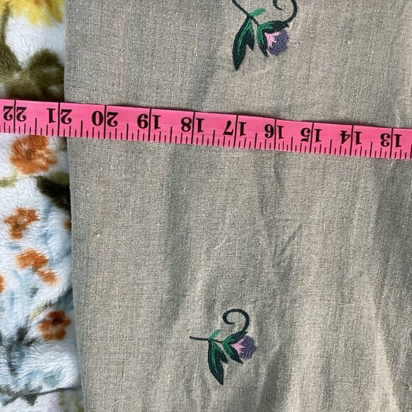 Y2K Gap Linen Embroidered Dress Womens 12 Floral Strappy Neutral Vintage 90s - Picture 9 of 10